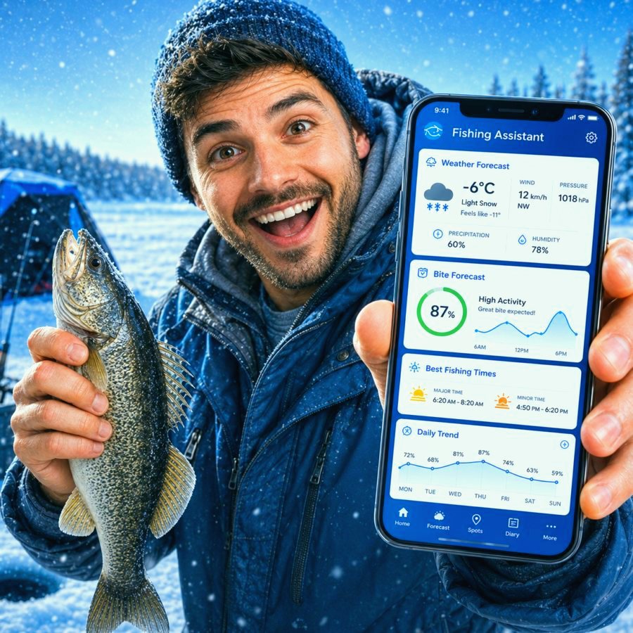 Angler using catch diary and fishing logbook